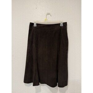 Eileen Fisher Goat Suede Chocolate Brown Skirt Lined Petite Small